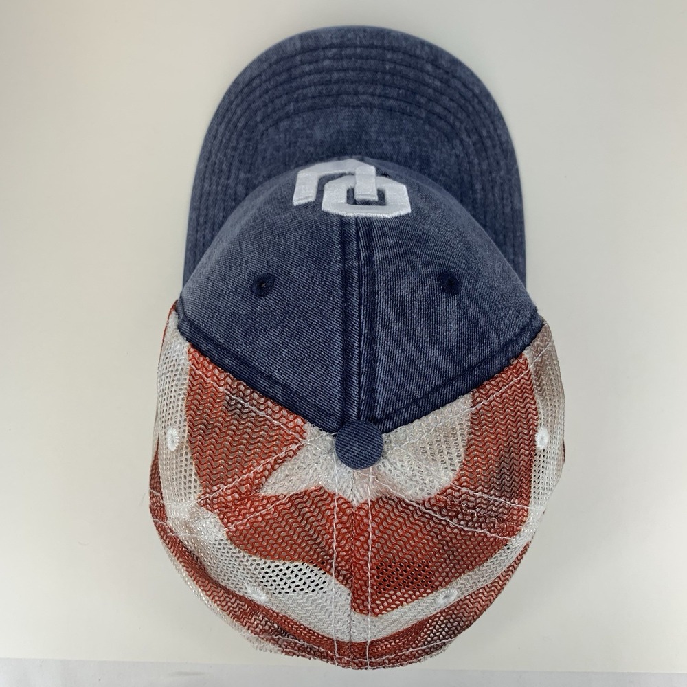 Oklahoma Sooners OU Hat Denim Flag Mesh Snapback Baseball Cap TOW STAIN - Picture 9 of 16